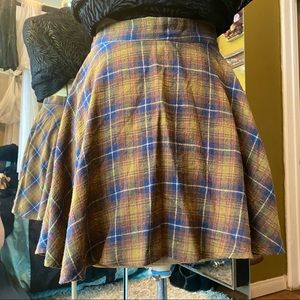 Olive & Blue Plaid Circle Mini Skirt, vintage